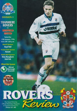 Tranmere Rovers v Sheffield United Match Programme 1996-01-13